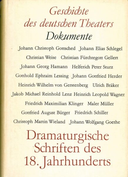Hammer, Klaus (Hg.), Dramaturgische Schriften des 18. Jahrhunderts